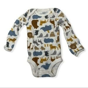 Just One You Carter’s NB bodysuit safari animals long sleeve scratch mitt sleeve